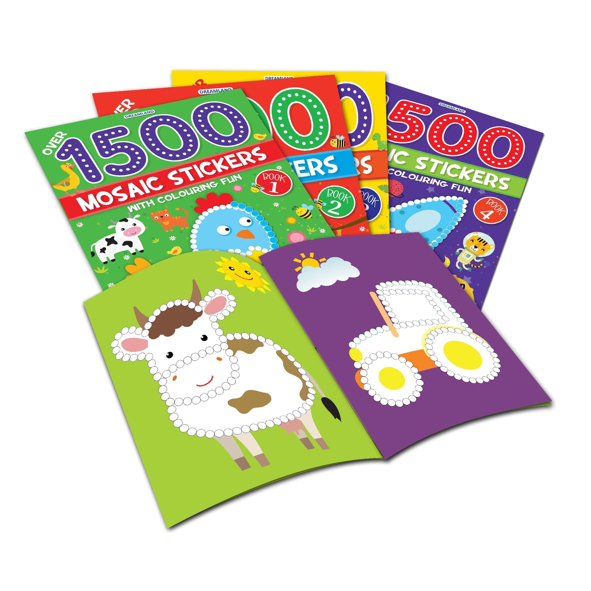 Dreamland Publications 1500 Mosaic Stickers Book 1 with Colouring Fun - Sticker Book for Kids Age 4 - 8 years - Distacart