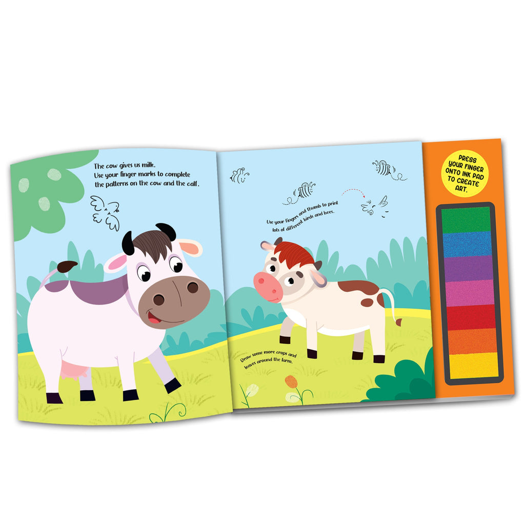Dreamland Publications Fingerprint Art Activity Book for Children - Farm with Thumbprint Gadget - Distacart