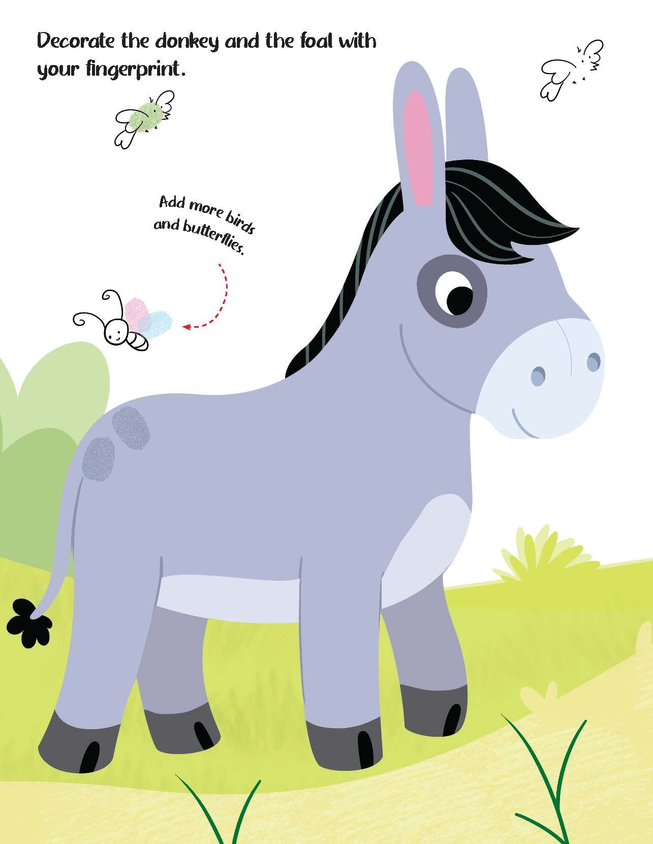 Dreamland Publications Fingerprint Art Activity Book for Children - Farm with Thumbprint Gadget - Distacart
