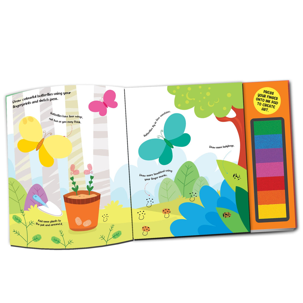 Dreamland Publications Fingerprint Art Activity Book for Children - Garden with Thumbprint Gadget - Distacart