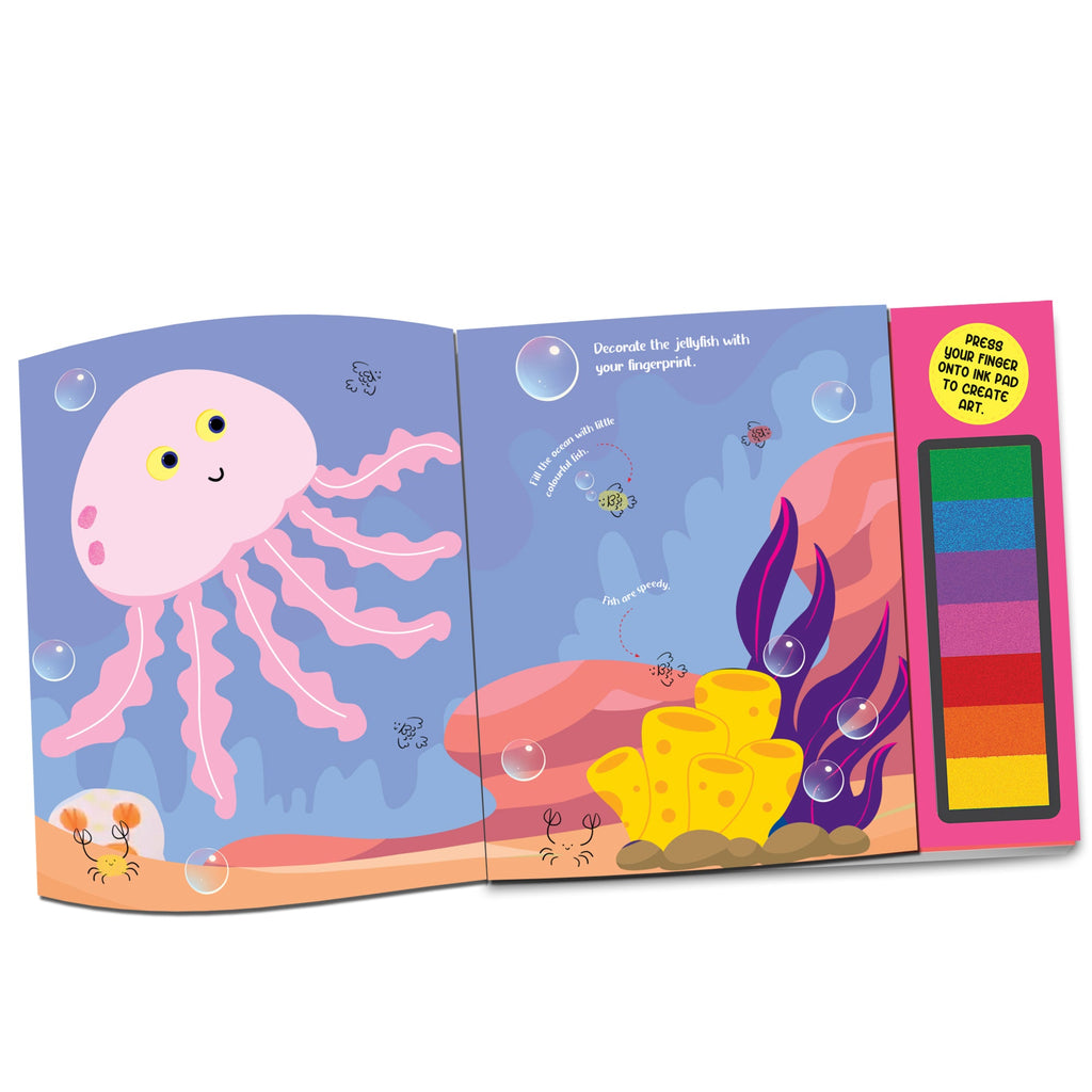 Dreamland Publications Fingerprint Art Activity Book for Children - Ocean with Thumbprint Gadget - Distacart