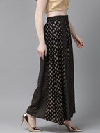 Juniper Women Black Rayon Printed Flared Palazzo - Distacart