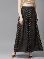 Juniper Women Black Rayon Printed Flared Palazzo - Distacart