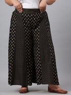 Juniper Women's Black Rayon Printed Flared Palazzo - Distacart