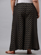 Juniper Women's Black Rayon Printed Flared Palazzo - Distacart