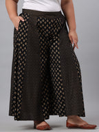 Juniper Women's Black Rayon Printed Flared Palazzo - Distacart