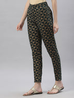 Juniper Women's Jadegreen Cotton flex Printed Straight Pant - Distacart