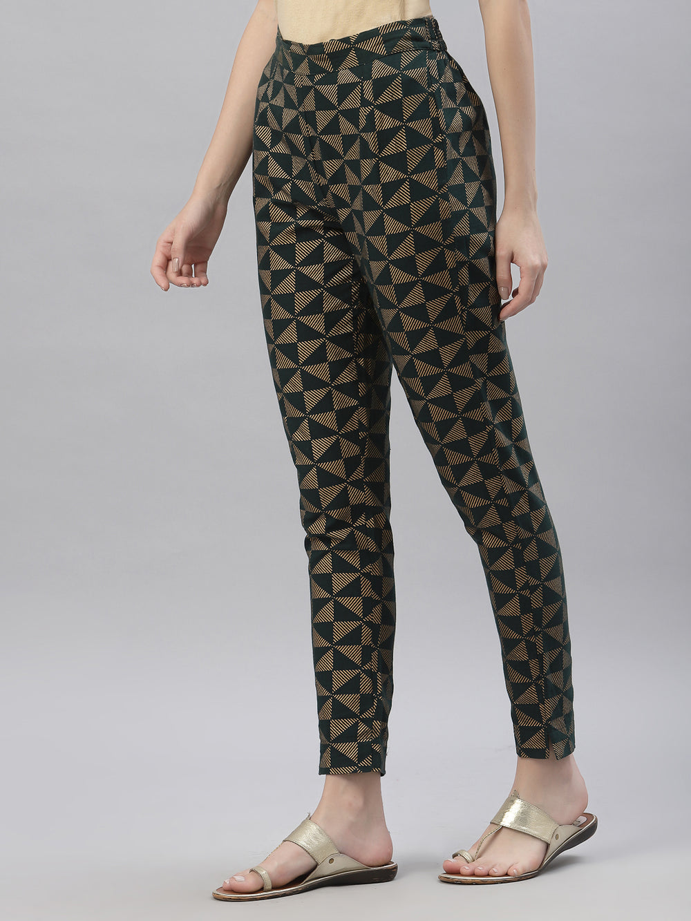Juniper Women's Jadegreen Cotton flex Printed Straight Pant - Distacart
