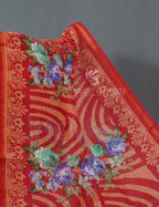 Shades of Tomato Mix Orange Colour Floral Design Semi Chanderi Saree By Gayathri Reddy Designer Studio