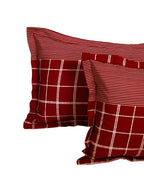 Story@home Maroon & White Geometric 152 TC Queen Bedsheet with 2 Pillow Covers