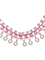 Saraf RS Jewellery Rose Gold-Plated Red AD-Studded Jewellery Set - Distacart