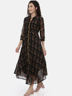 Souchii Women Black Printed A-Line Dress - Distacart