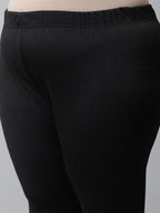 TAG 7 Women Plus size Black Solid Ankle-length Leggings