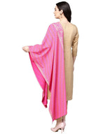 Ahalyaa Women's Faux Silk Kurta Pant Set with Traditional Bandhini Print Dupatta