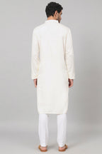 Floral Neckline Embroidered Cotton Kurta by Hilo Design