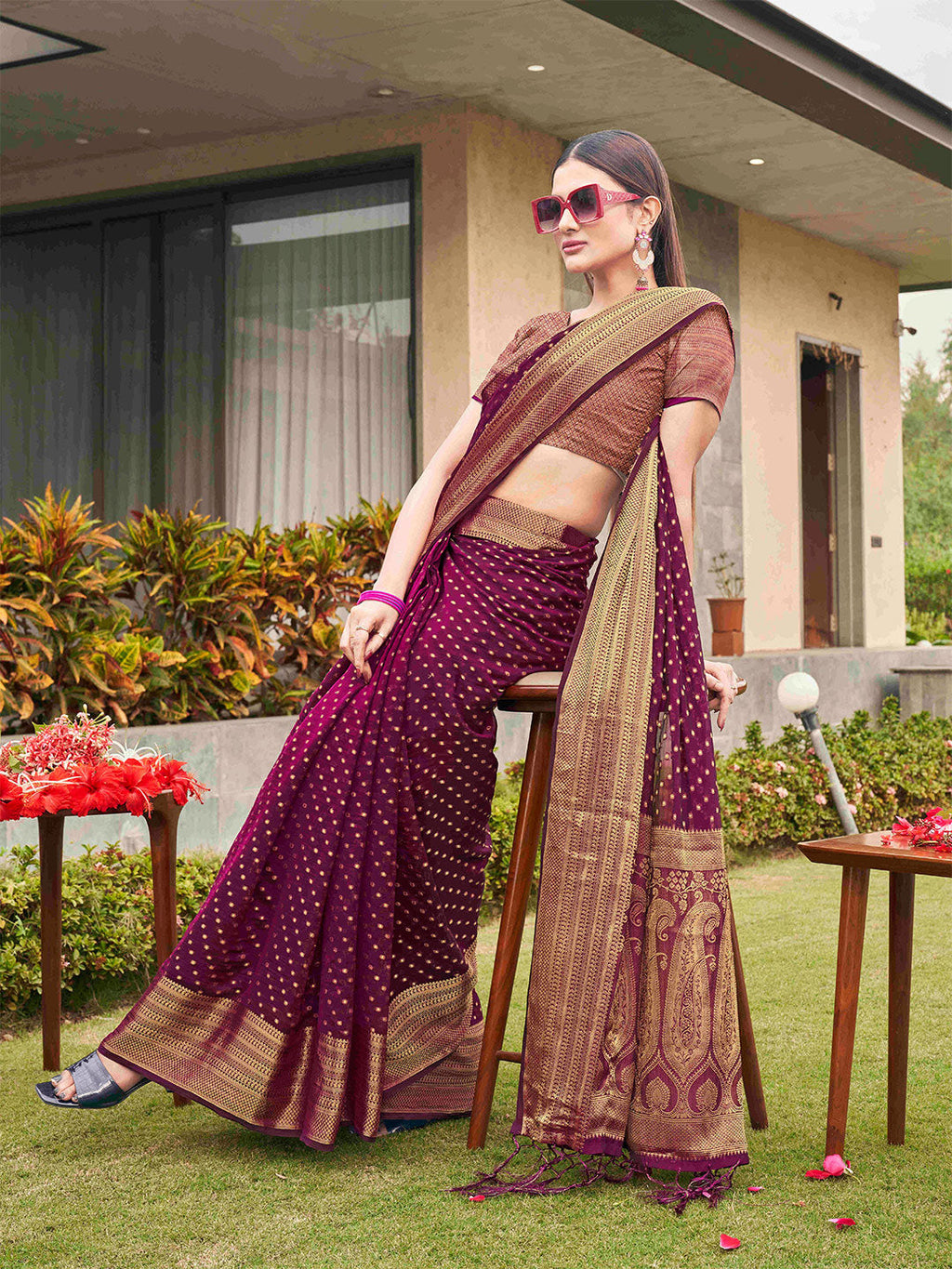 Tikhi Imli Embellished Zari Art Silk Saree - Distacart