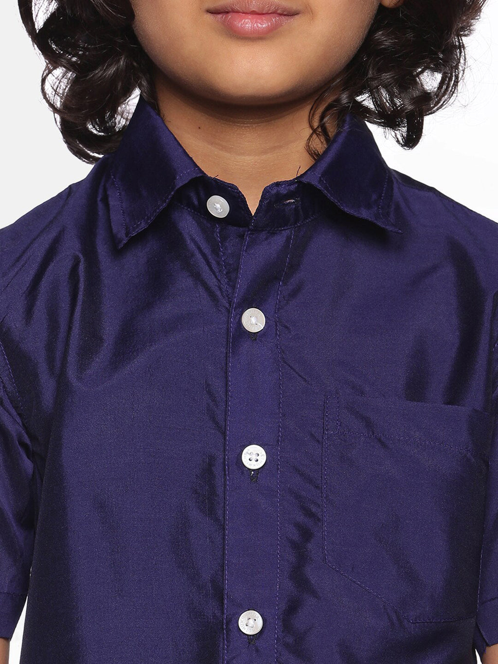 Sethukrishna Boys Navy Blue Shirt With Readymade Dhoti