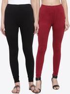 TAG 7 Women Pack Of 2 Solid Churidar-Length Leggings