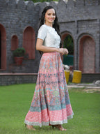 Juniper Women's Pink Poly Muslin Embroidered Flared Lehenga Choli - Distacart
