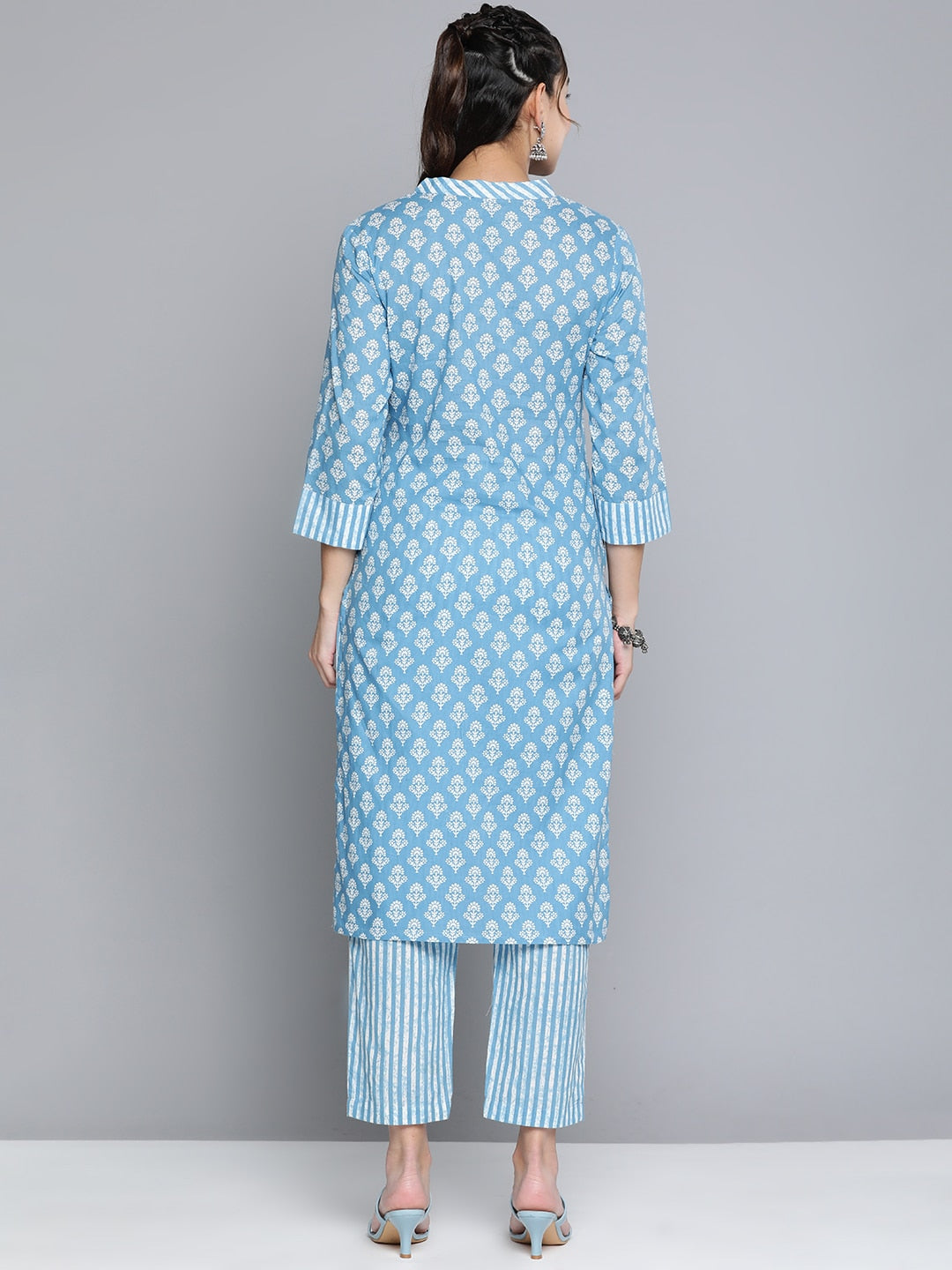 HERE&NOW Women Ethnic Motifs Printed Pure Cotton Kurta with Palazzos