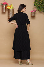Juniper Womens Black Rayon Slub Printed Kurta - Distacart