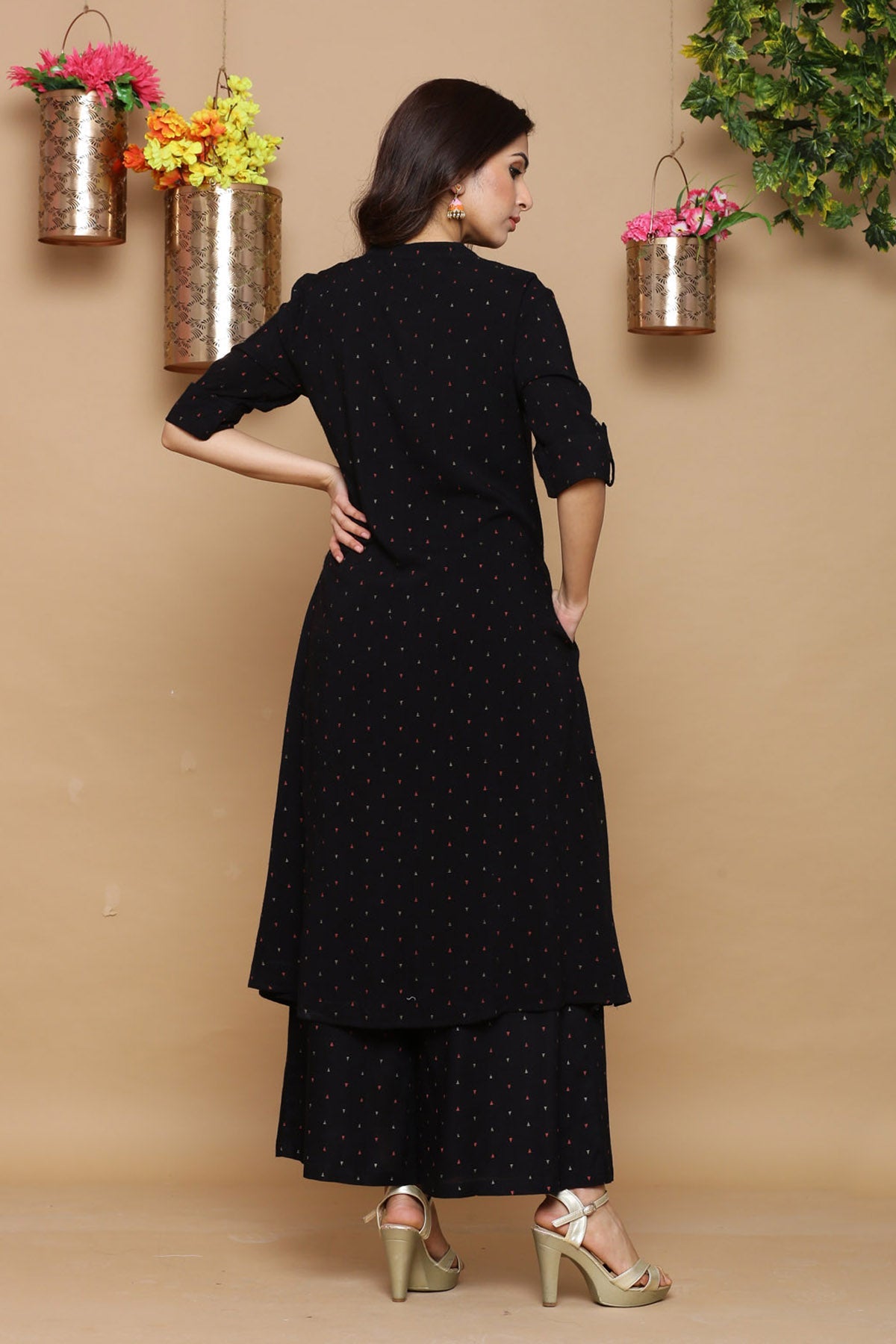 Juniper Womens Black Rayon Slub Printed Kurta - Distacart