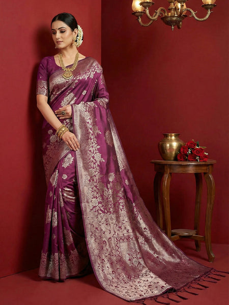 Shree Shyam Fashion Purple Silk Blend Saree