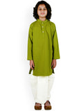 Sethukrishna Boys Green Pure Cotton Kurta with Dhoti Pant Set