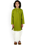 Sethukrishna Boys Green Pure Cotton Kurta with Dhoti Pant Set