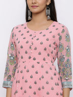 Juniper Womens Pink Georgette Foil Print Maxi Dress - Distacart
