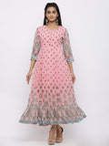 Juniper Womens Pink Georgette Foil Print Maxi Dress - Distacart