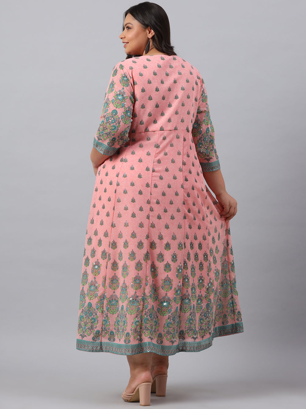 Juniper Women`s Pink Georgette Printed Flared Dress - Distacart