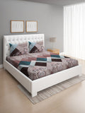 ROMEE Brown Geometric Print 144 TC Microfiber Queen Bedsheet with 2 Pillow Covers