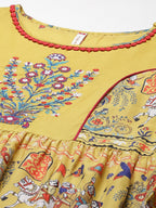 Juniper Women Mustard Cambric Printed Tiered Dress - Distacart