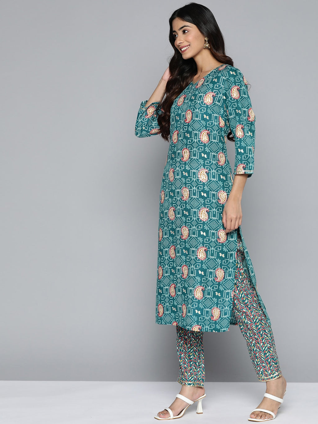 HERE&NOW Floral Printed Regular Kurta with Palazzos
