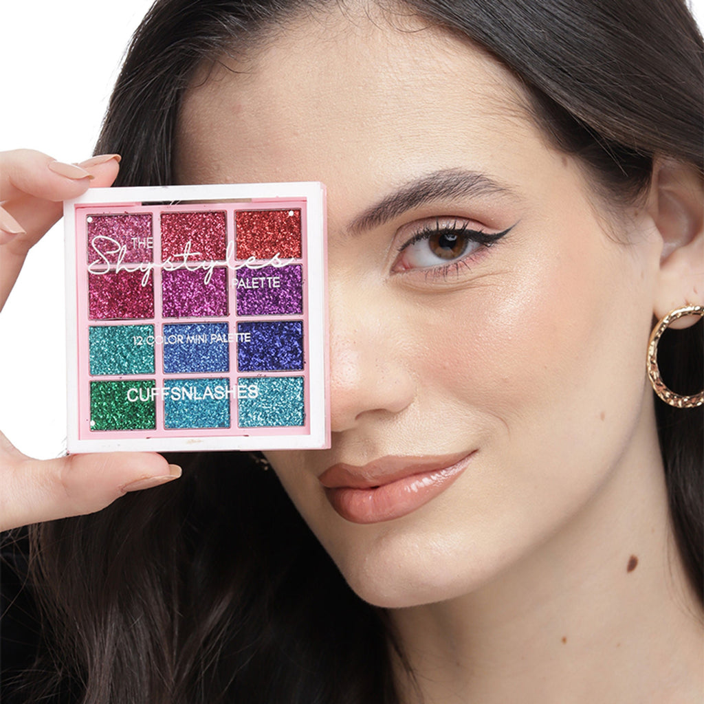 CUFFS N LASHES X The Shystyles Palette 12 Color Mini Palette - Glitter Heart 2 - Distacart