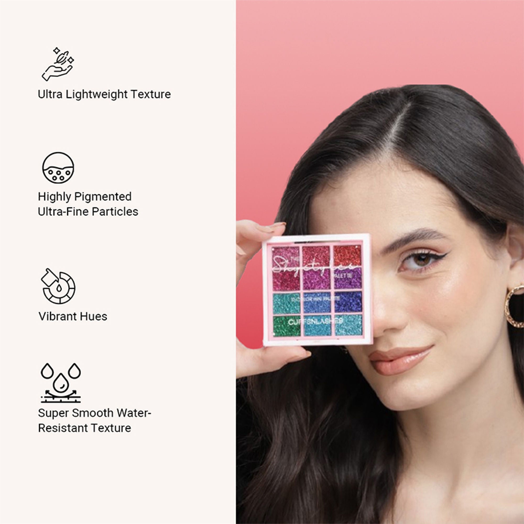 CUFFS N LASHES X The Shystyles Palette 12 Color Mini Palette - Glitter Heart 2 - Distacart