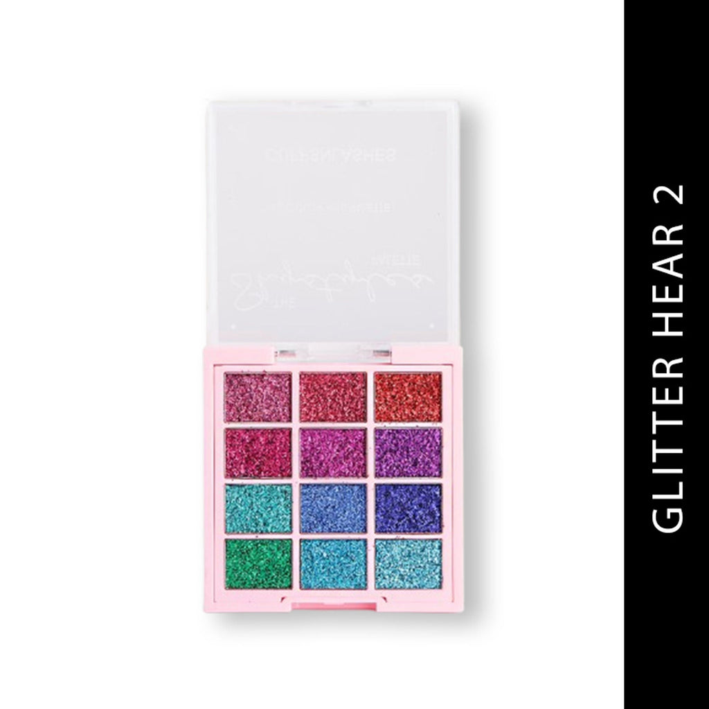 CUFFS N LASHES X The Shystyles Palette 12 Color Mini Palette - Glitter Heart 2 - Distacart