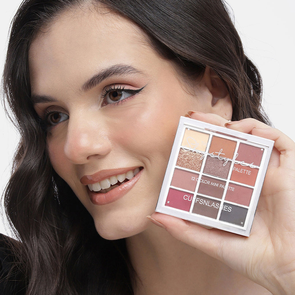 CUFFS N LASHES X The Shystyles Palette 12 Color Mini Palette - Nancy Nude - Distacart