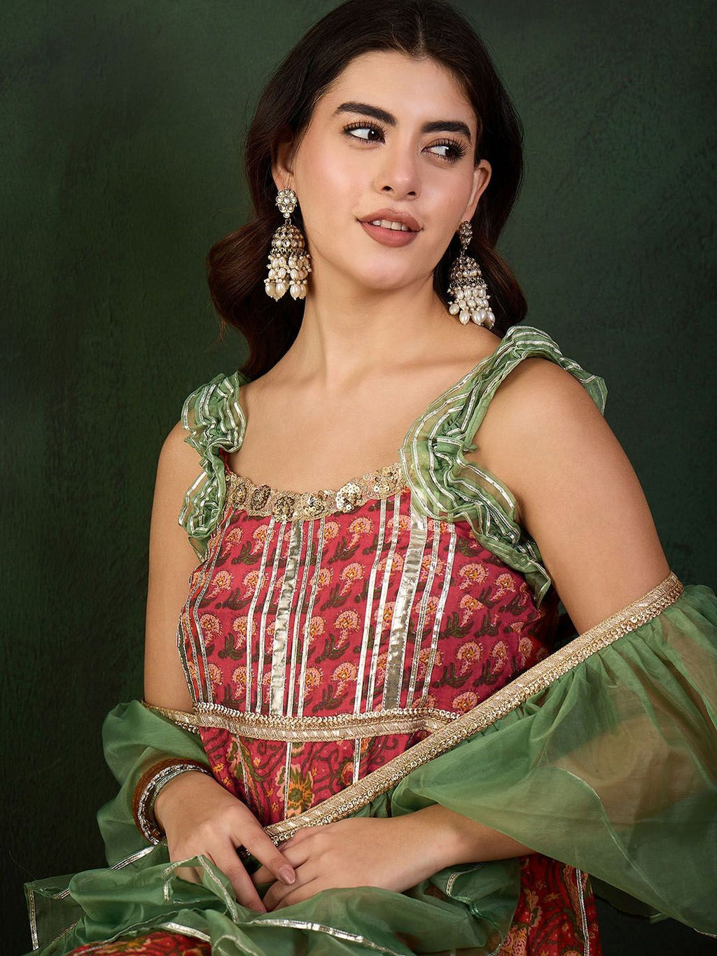 Sangria Printed Pure Cotton Kurta & Sharara With Dupatta