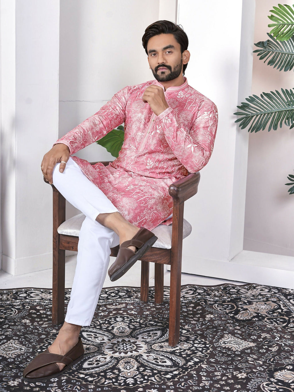Anaita Pink Digital Printed Work Cotton Straight Kurta