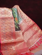 Green and Pink Banaras Border Floral Design Banarasi Semi Silk Saree By Gayathri Reddy Designer Studio