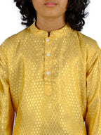 Sethukrishna Boys Gold-Toned & White Printed Kurta with Dhoti Pants