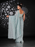 Tikhi Imli Blue Woven Design Ready to Wear Saree - Distacart