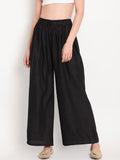 TAG 7 Women Black Solid Flared Palazzos