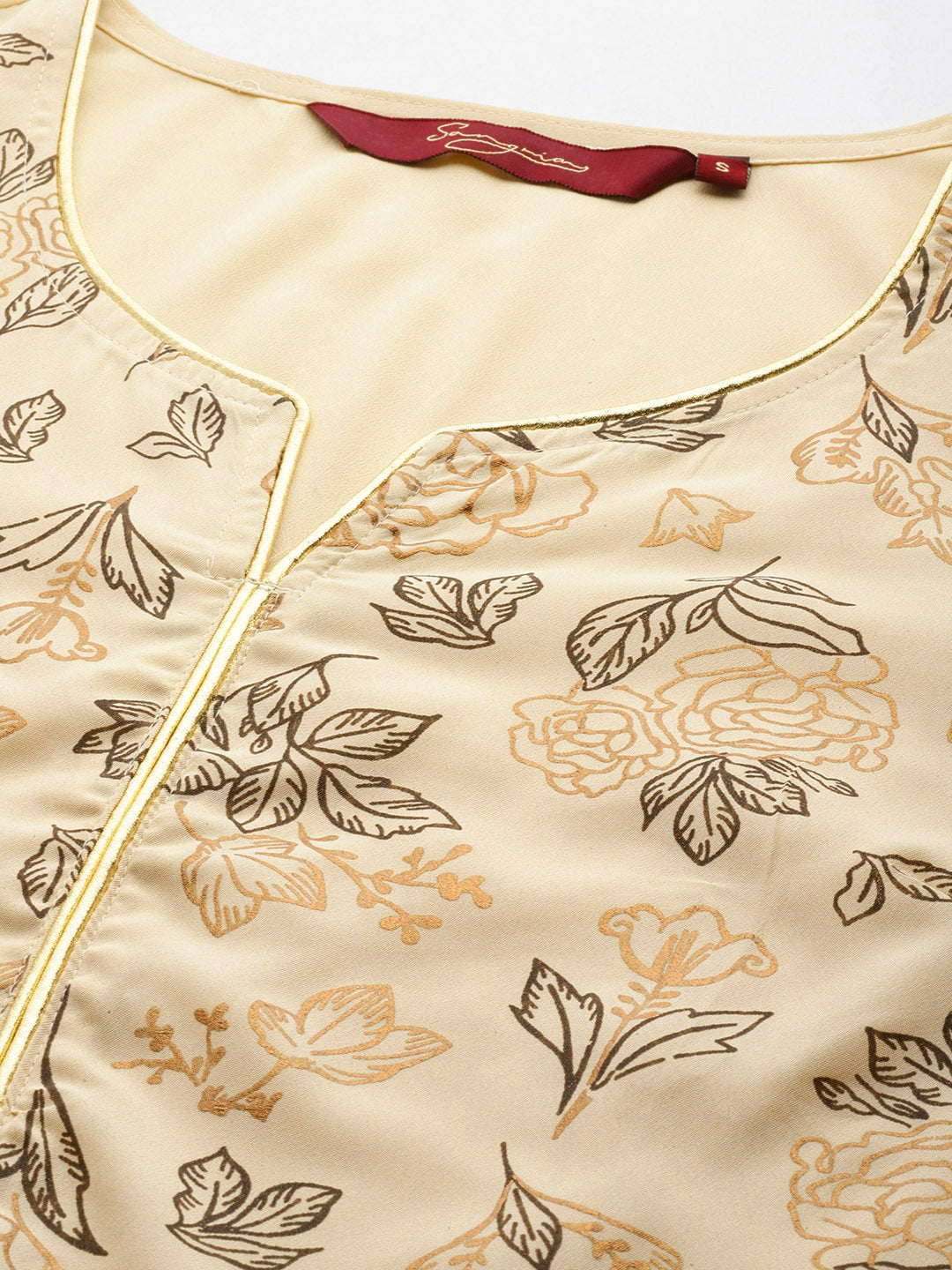 Sangria Floral Printed Lace Detail Kurta with Palazzos & Dupatta