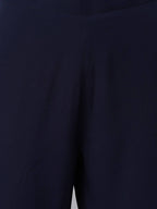 Janasya Maroon & Navy Blue Ethnic Motifs Printed Kurta with Trousers - Distacart