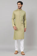 Leafy Embroidered Cotton Kurta by Hilo Design