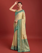Monjolika Fashion Glamour And Tradition With This Beige Color Zari Woven Banarasi Tissue Silk Saree - Distacart