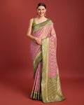 Monjolika Fashion Glamour And Tradition With This Rose Pink Color Zari Woven Banarasi Tissue Silk Saree